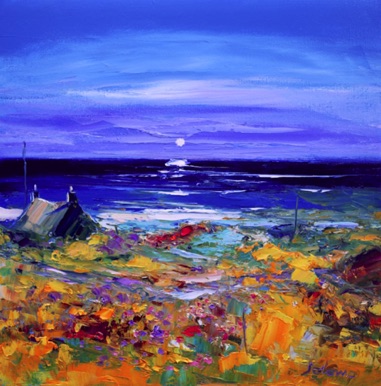 A quiet Atlantic moonrise Kintyre 16x16